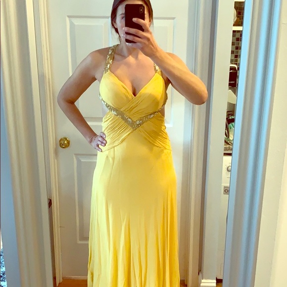 yellow silk gown